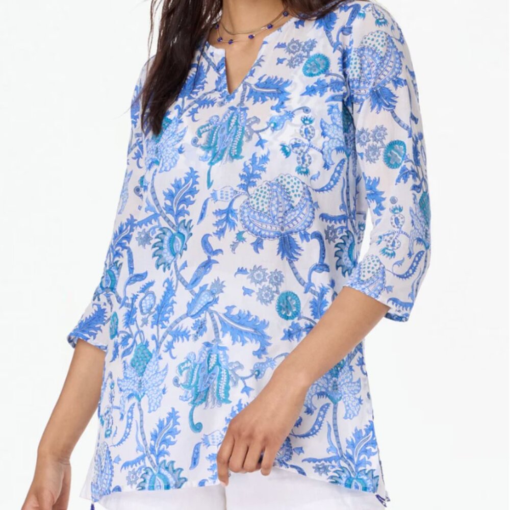 Roller Rabbit Amanda Kurta Tunic – Blue, Size Medium